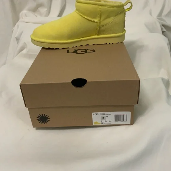 **UGG Classic Ultra Mini Boots**
PRE-USE.. Color: Margarita / Yellow - Picture 4 of 7